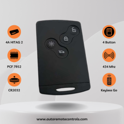 Megane 3, Laguna, Scenic, Fluence Handsfree 4 Buttons Smart Card (AfterMarket) (433 MHz) - 1