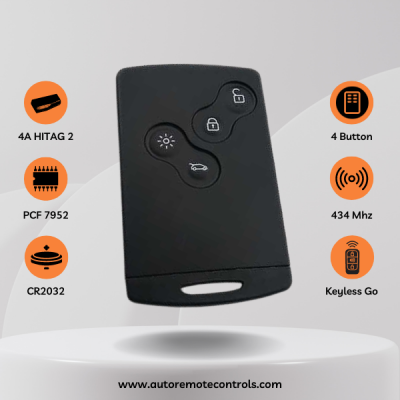 Megane 3, Laguna, Scenic, Fluence Handsfree 4 Buttons Smart Card (AfterMarket) (433 MHz) - 1