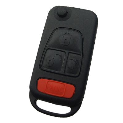 Mercedes 3+1 buttons flip key case with panic 2 track HU64 blade - 1