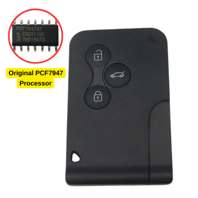 Ren Megane 2, Scenic 2 - 3 Button Smart Card (AfterMarket) (433 MHz, PCF7947) (No Logo) - 1