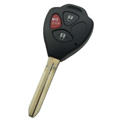 Toyota 2+1 button remote key shell with Toy43 blade with red panic ( no logo) - 1