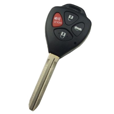 Toyota 3+1 button remote key shell with Toy43 blade with red panic (no logo) - 1