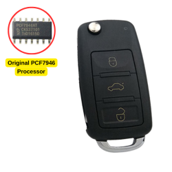 Volkswagen Touareg, Phaeton 3 Button Flip Remote Key (AfterMarket) (433 MHz, ID46) - 1